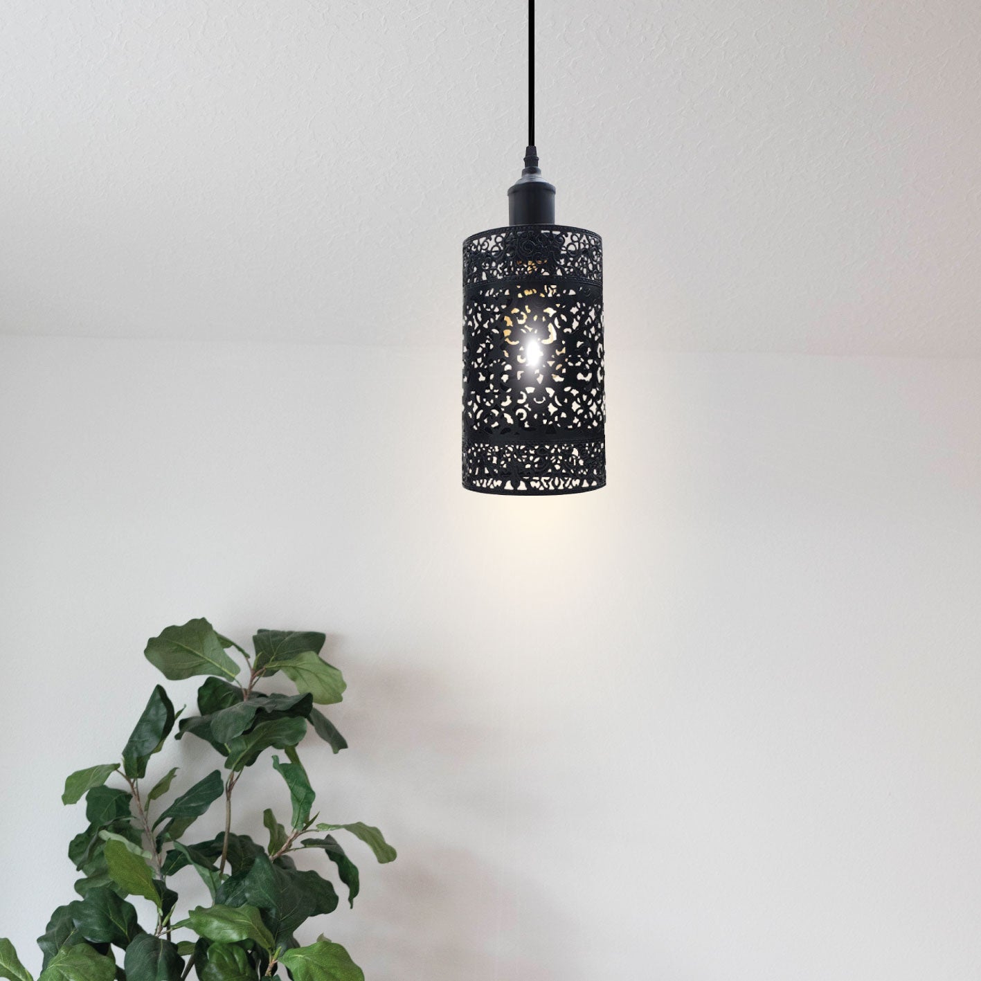 Industrial Vintage Adjustable Black Metal Cage Pendant Light Fixture, E27 Bulb Compatible