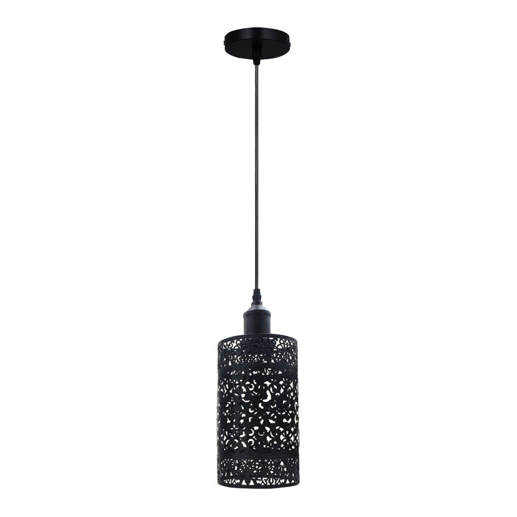 Industrial Vintage Adjustable Black Metal Cage Pendant Light Fixture, E27 Bulb Compatible