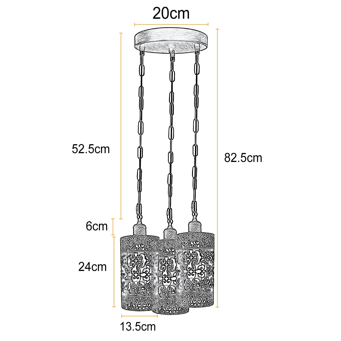 Modern 3-Way Industrial Pendant Light Fixture with Metal Barrel Cages