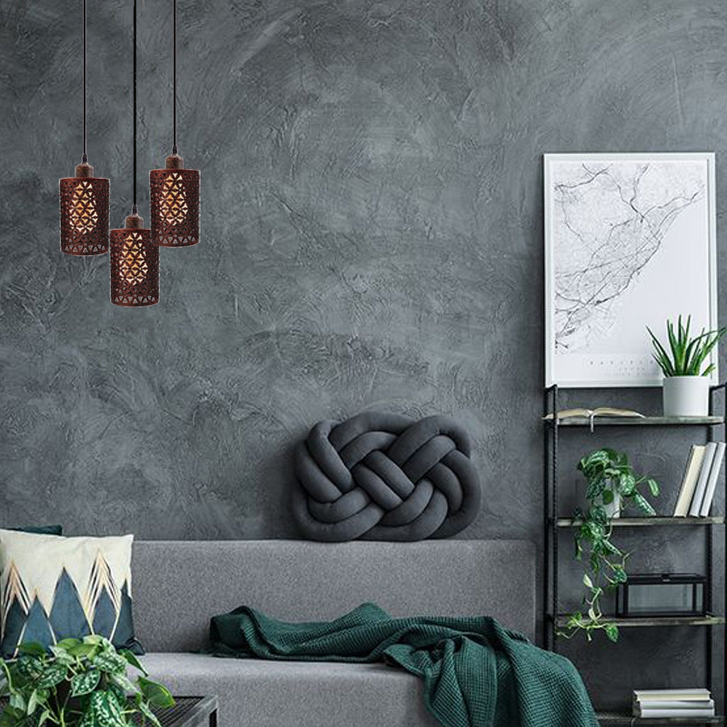 Industrial Retro 3-Way Metallic Round Ceiling Pendant Light Shades Kit