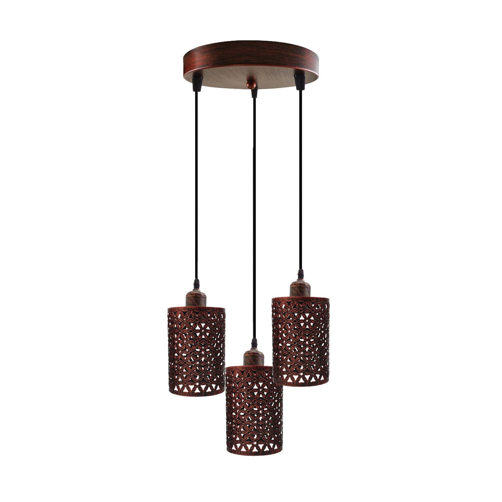 Industrial Retro 3-Way Metallic Round Ceiling Pendant Light Shades Kit
