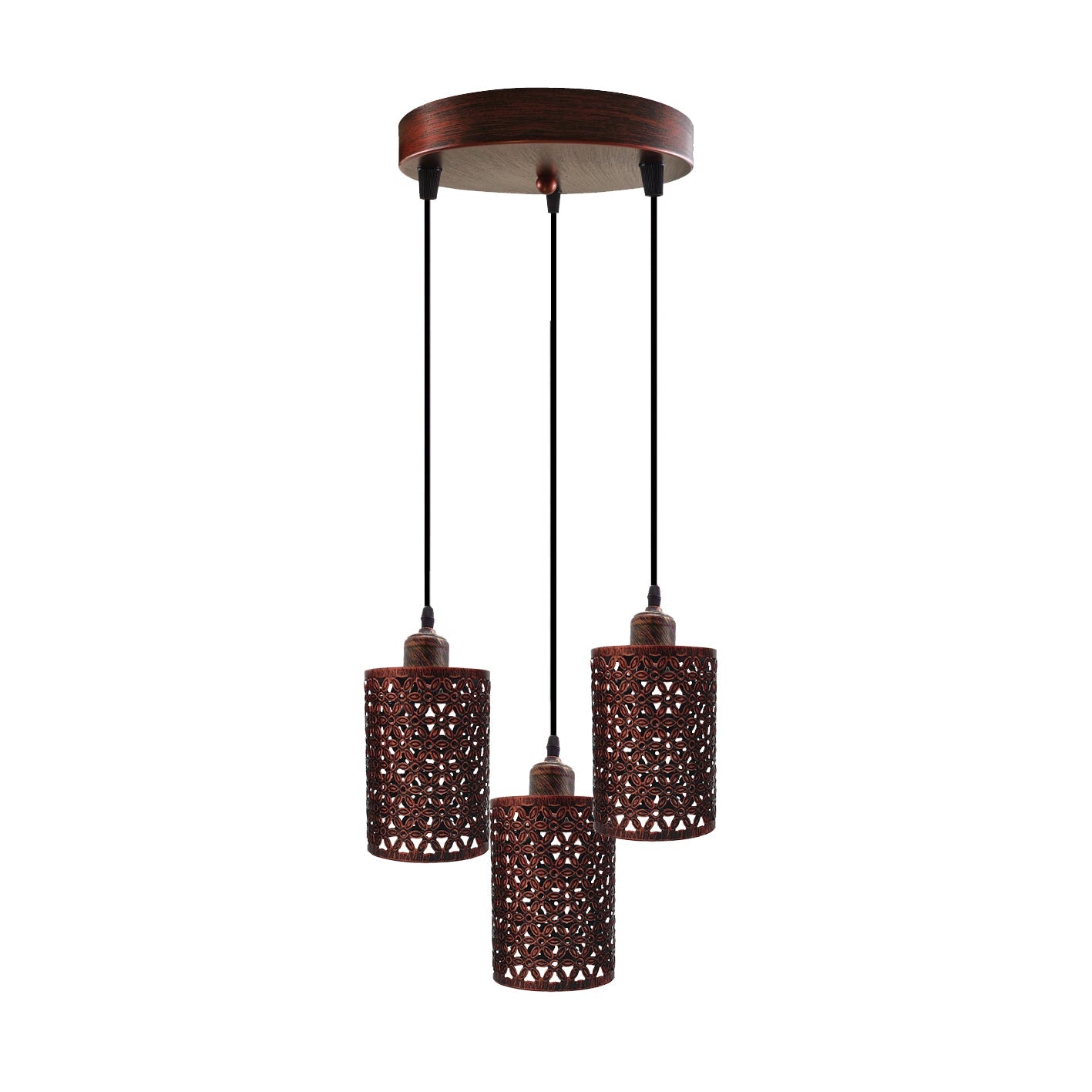 Industrial Retro 3-Way Metallic Round Ceiling Pendant Light Shades Kit