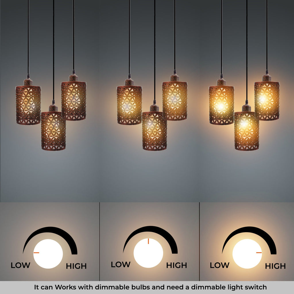 Industrial Retro 3-Way Metallic Round Ceiling Pendant Light Shades Kit