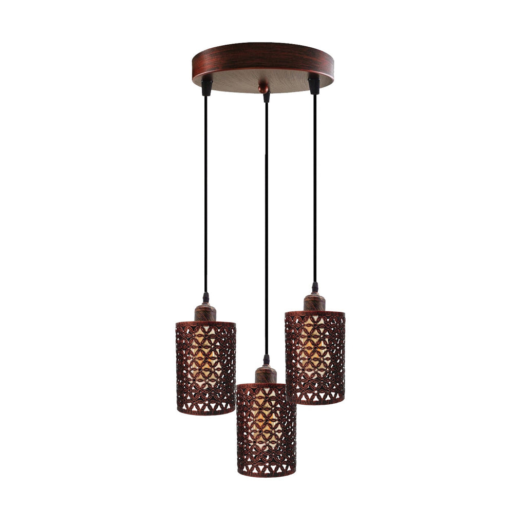 Industrial Retro 3-Way Metallic Round Ceiling Pendant Light Shades Kit