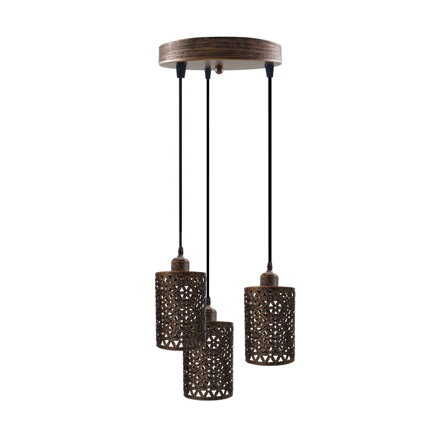 Industrial Retro 3-Way Metallic Round Ceiling Pendant Light Shades Kit