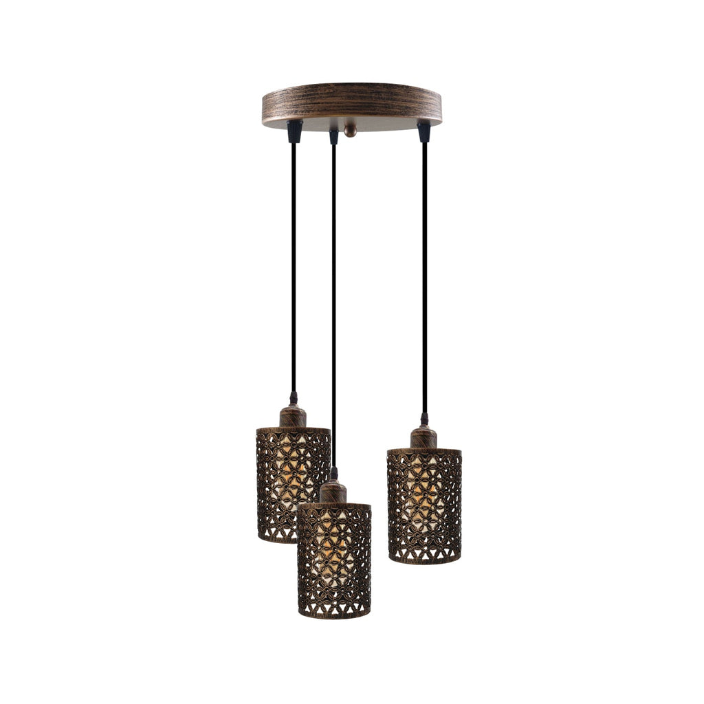 Industrial Retro 3-Way Metallic Round Ceiling Pendant Light Shades Kit