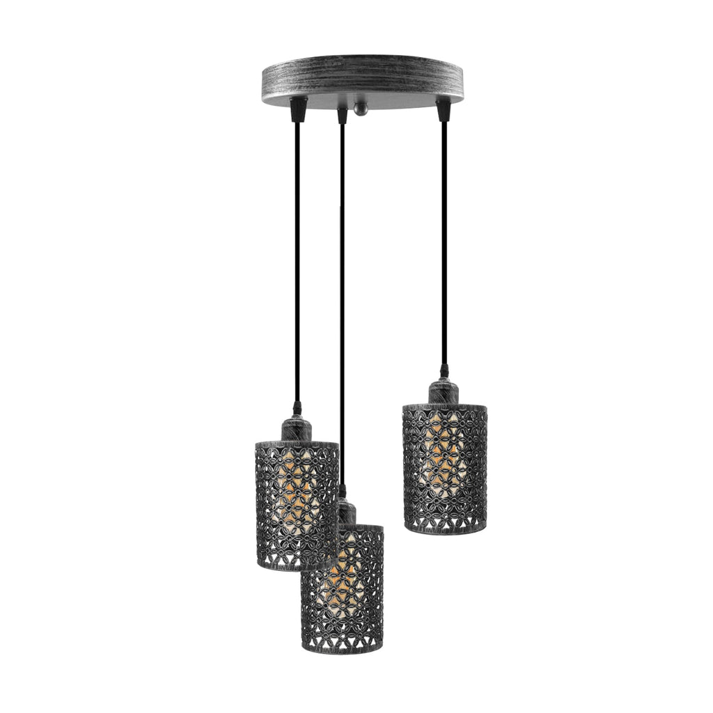 Industrial Retro 3-Way Metallic Round Ceiling Pendant Light Shades Kit