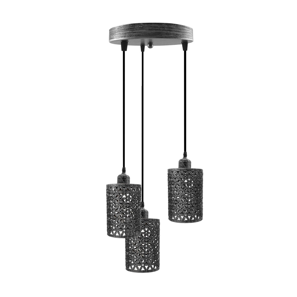Industrial Retro 3-Way Metallic Round Ceiling Pendant Light Shades Kit