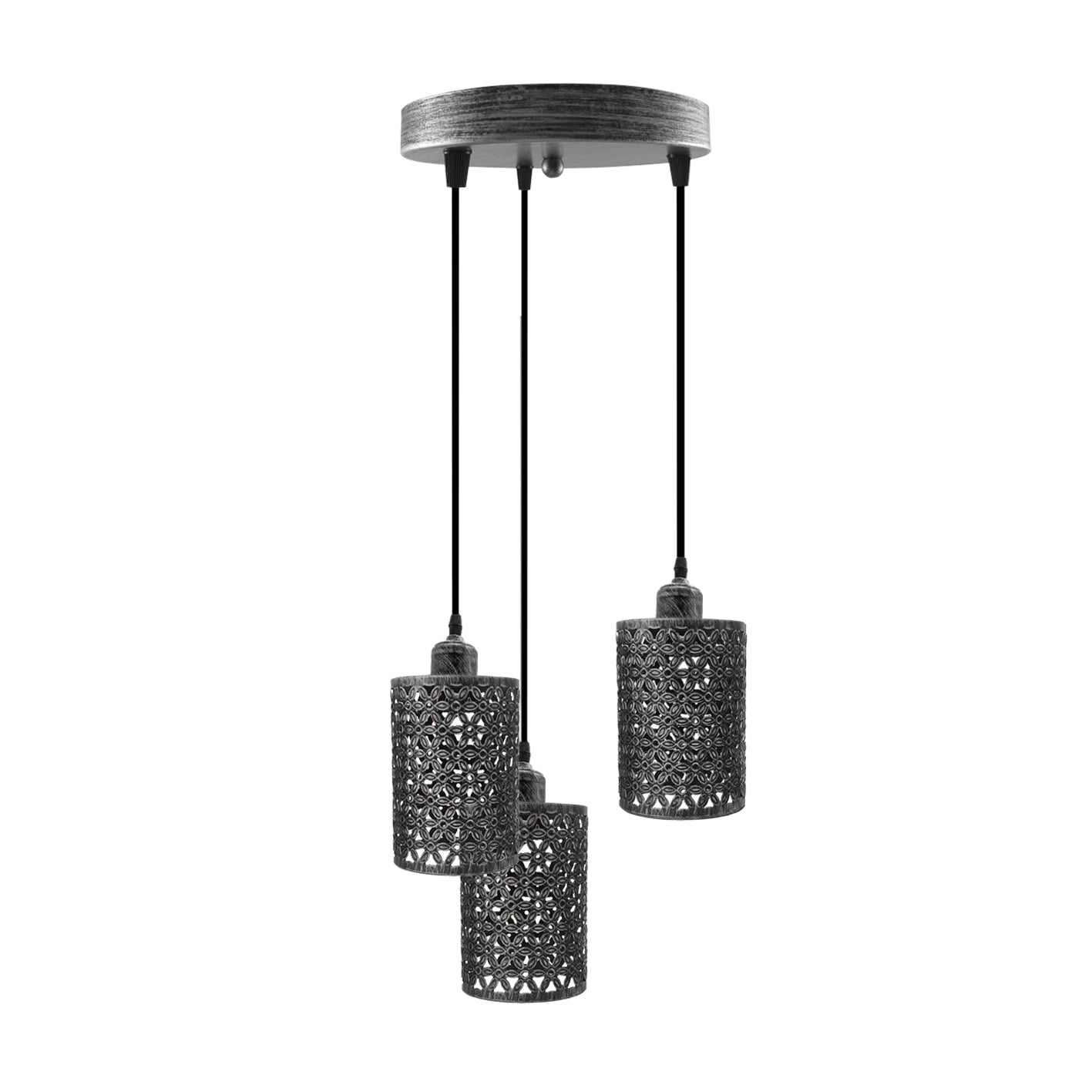 Industrial Retro 3-Way Metallic Round Ceiling Pendant Light Shades Kit