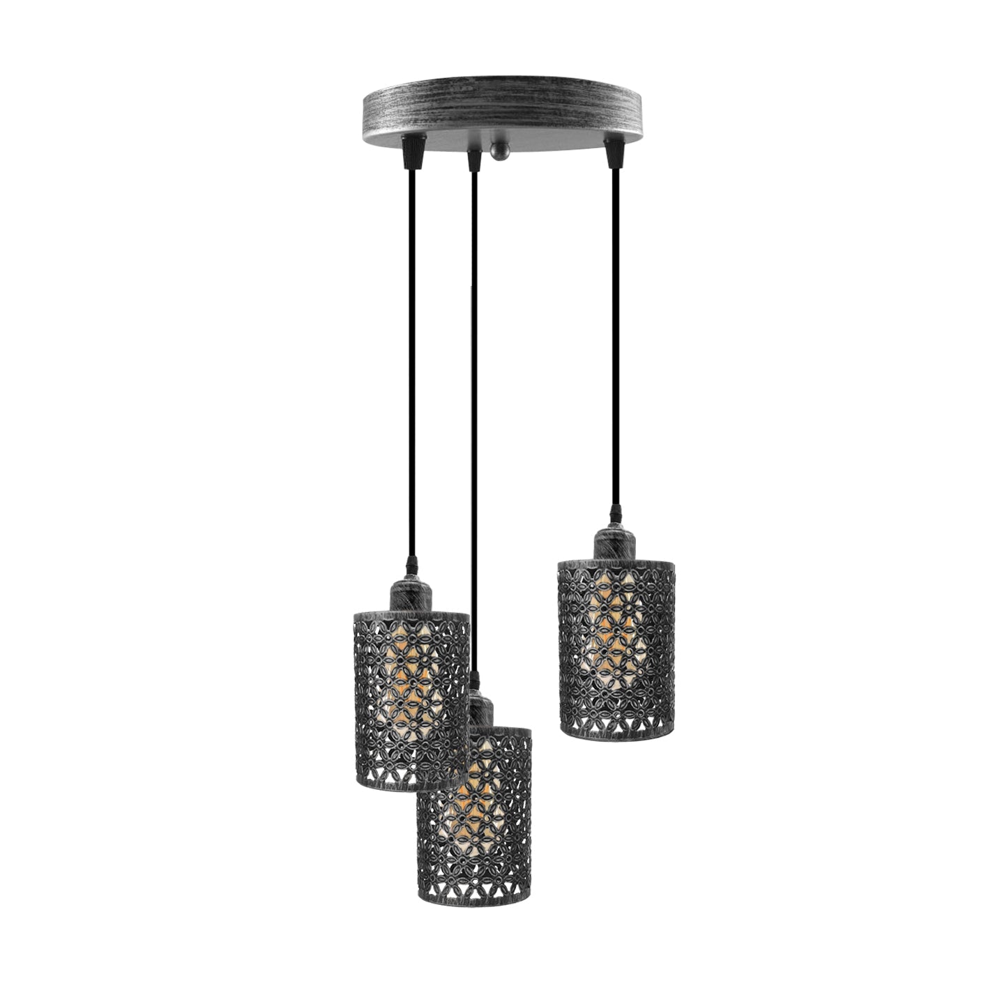 Industrial Retro 3-Way Metallic Round Ceiling Pendant Light Shades Kit