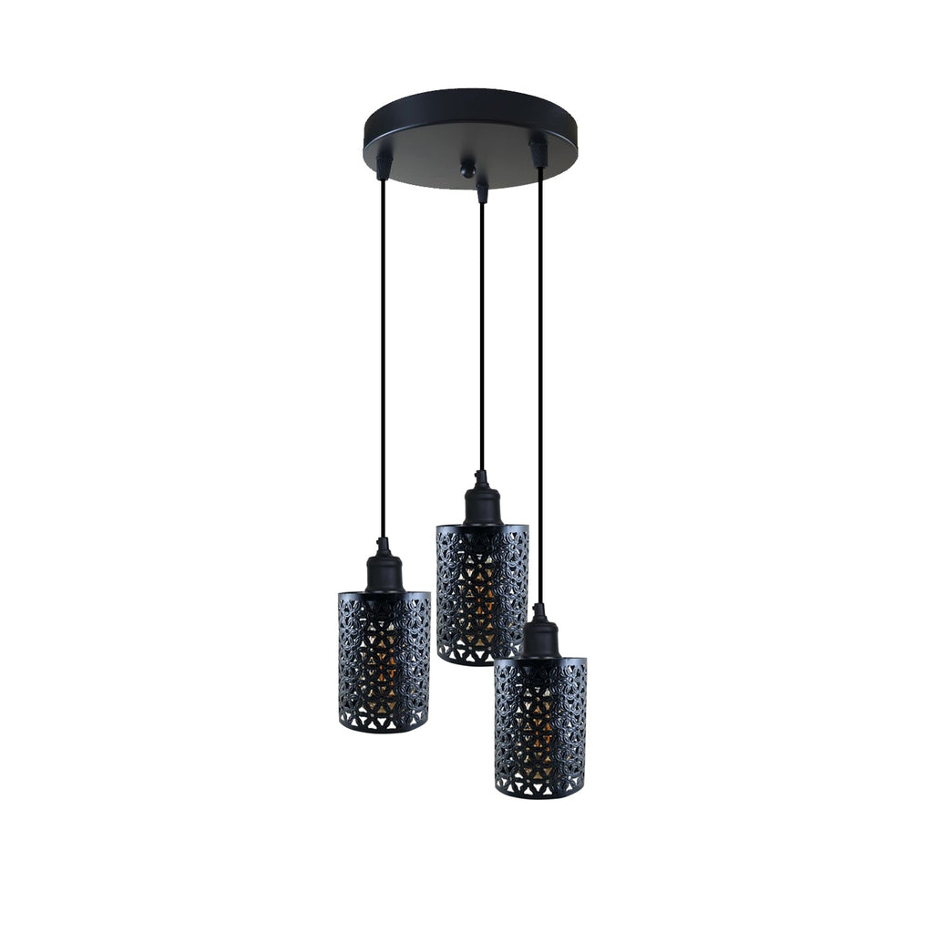 Industrial Retro 3-Way Metallic Round Ceiling Pendant Light Shades Kit