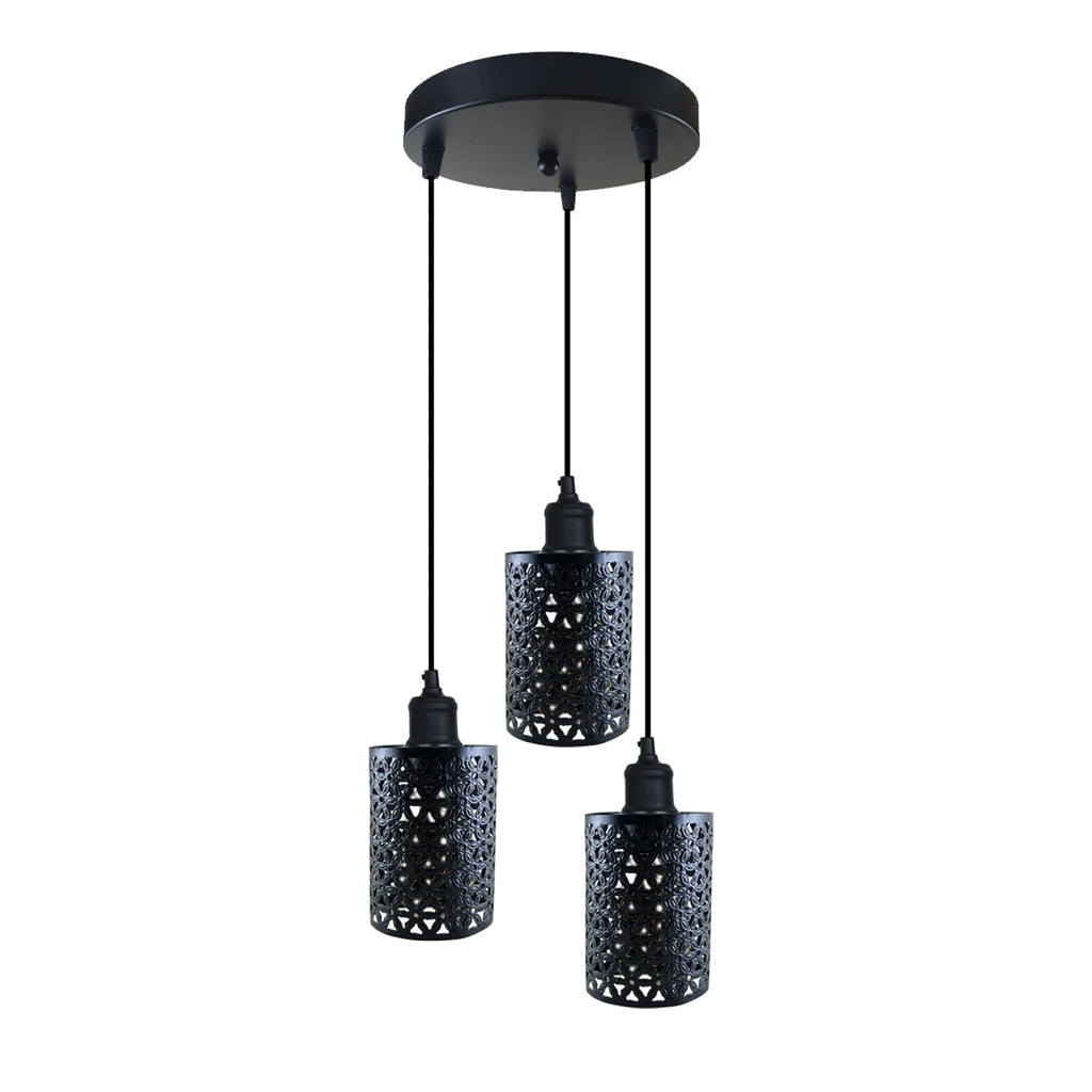 Industrial Retro 3-Way Metallic Round Ceiling Pendant Light Shades Kit