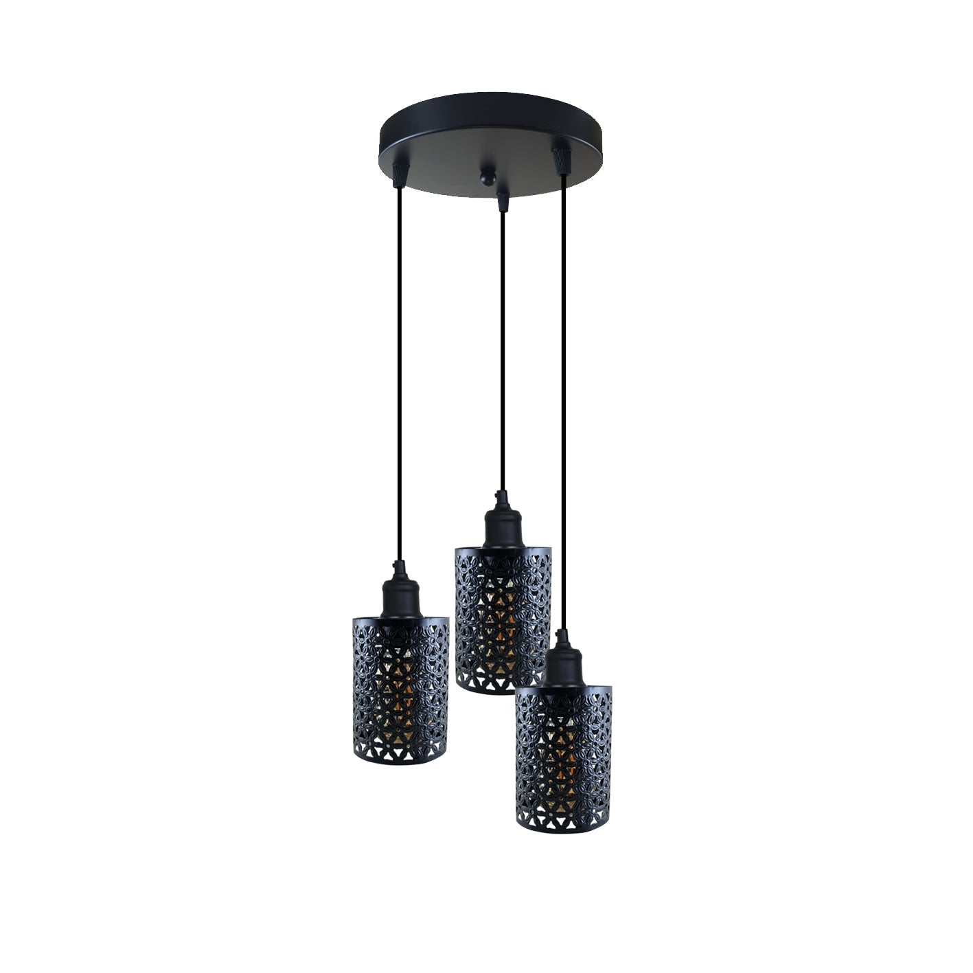 Industrial Retro 3-Way Metallic Round Ceiling Pendant Light Shades Kit