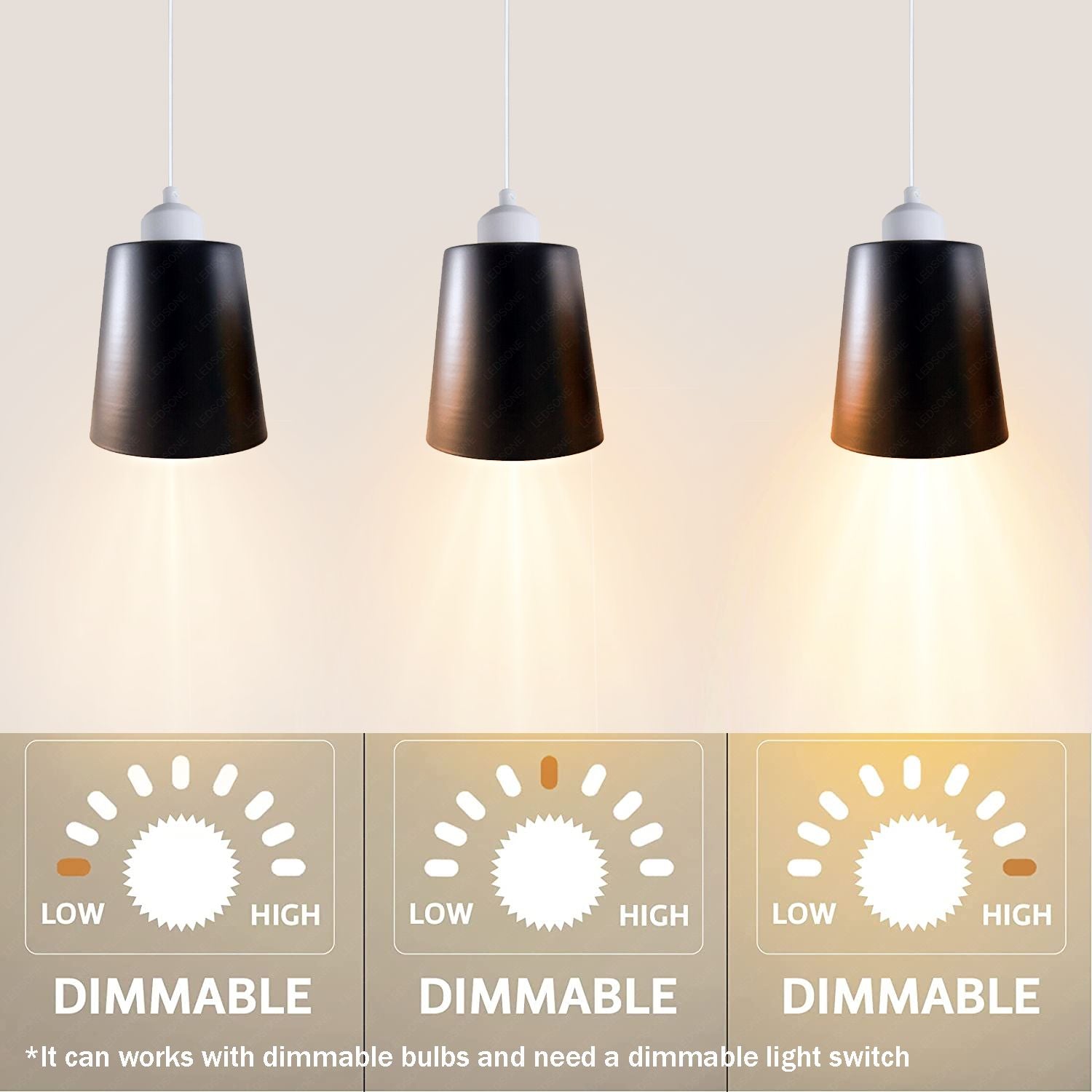 Chic 3-Way Retro Pendant Light Cluster with Adjustable E27 Shades