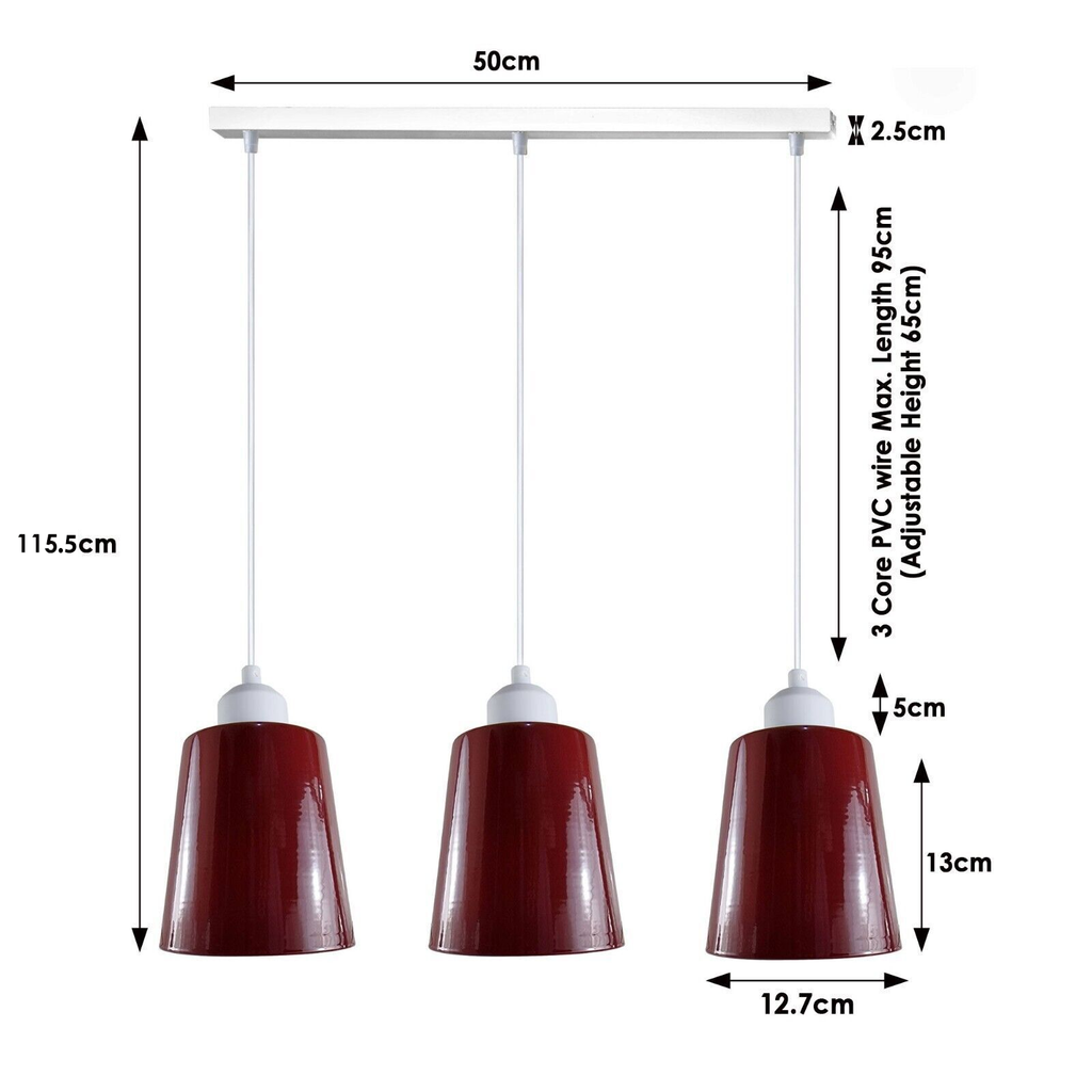 Chic 3-Way Retro Pendant Light Cluster with Adjustable E27 Shades