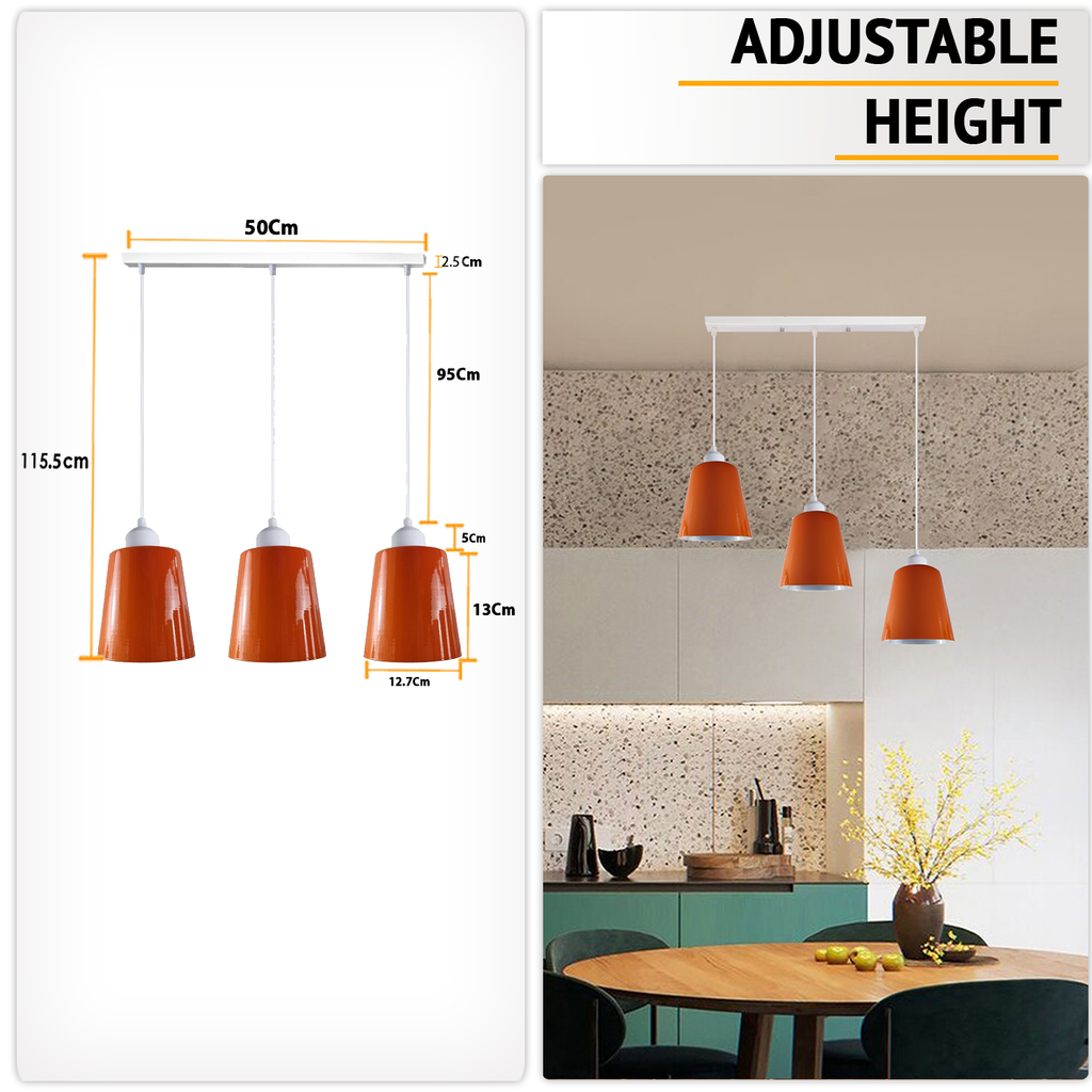 Chic 3-Way Retro Pendant Light Cluster with Adjustable E27 Shades