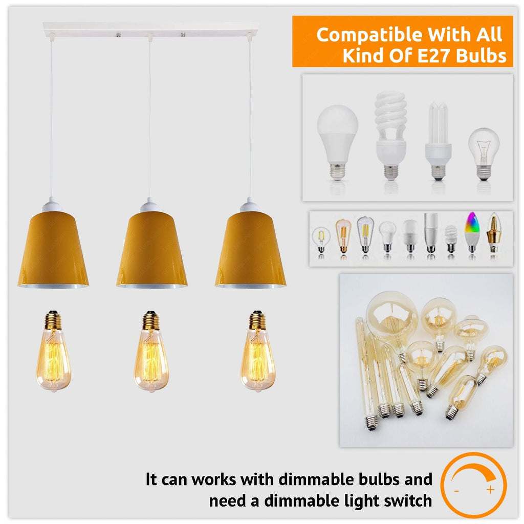 Chic 3-Way Retro Pendant Light Cluster with Adjustable E27 Shades