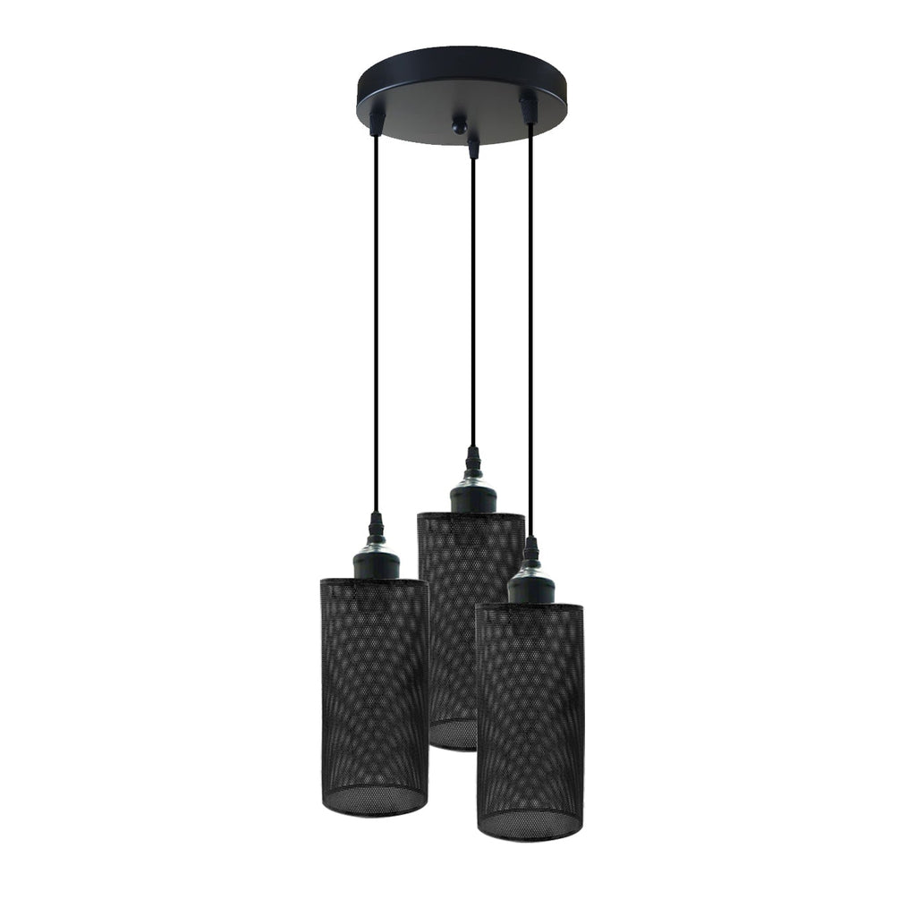 Industrial Retro 3-Way Round Cage Ceiling Pendant Light Fixture E27