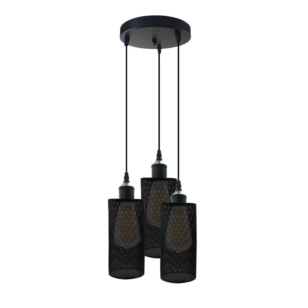 Industrial Retro 3-Way Round Cage Ceiling Pendant Light Fixture E27
