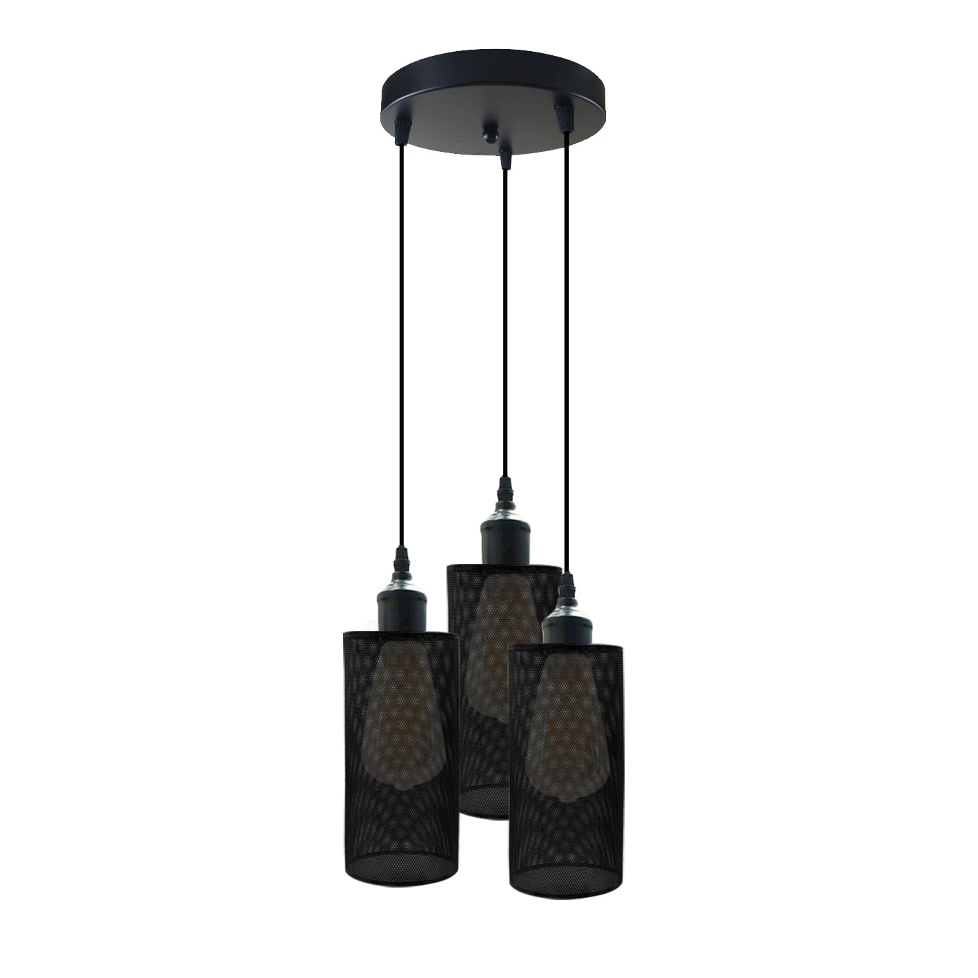 Industrial Retro 3-Way Round Cage Ceiling Pendant Light Fixture E27