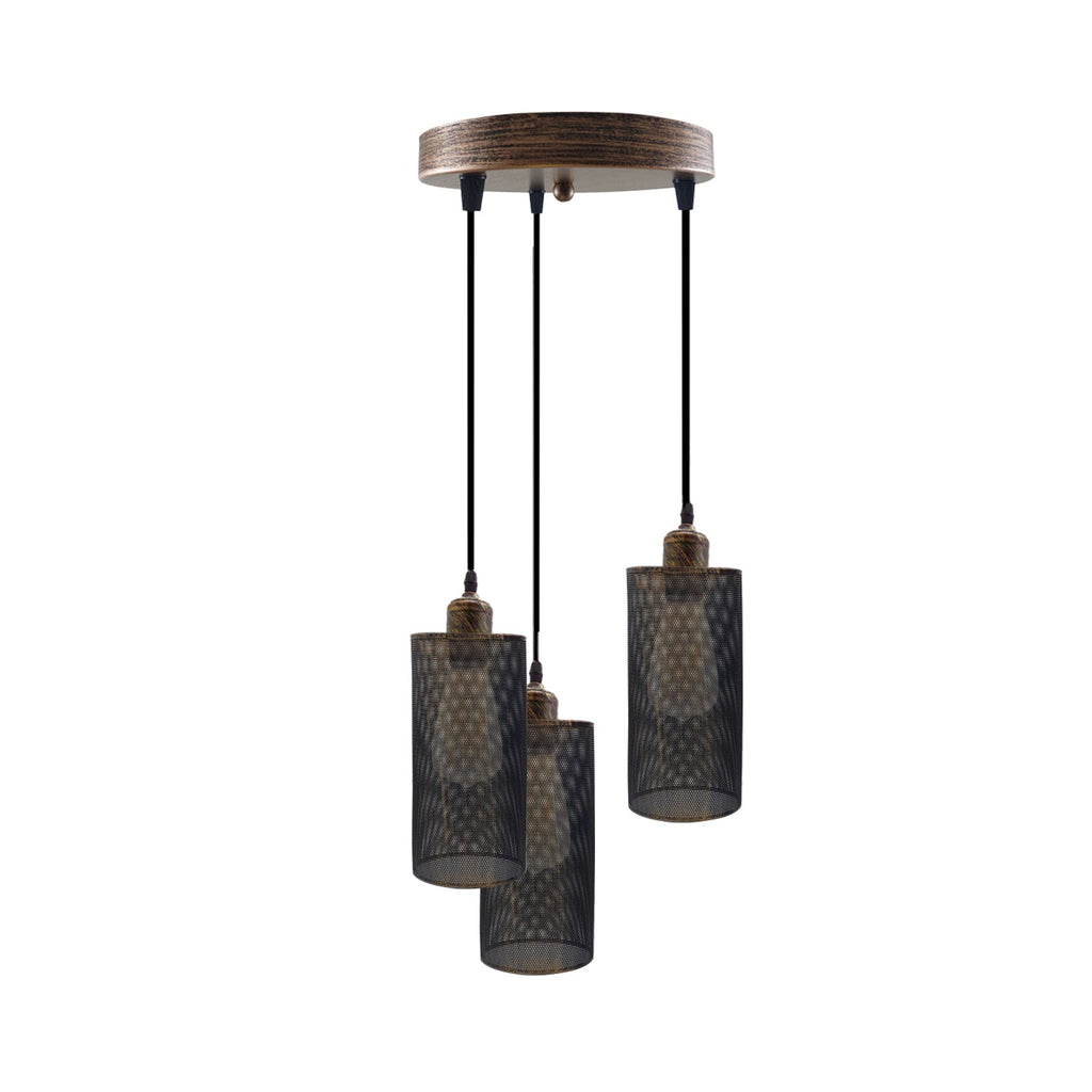 Industrial Retro 3-Way Round Cage Ceiling Pendant Light Fixture E27
