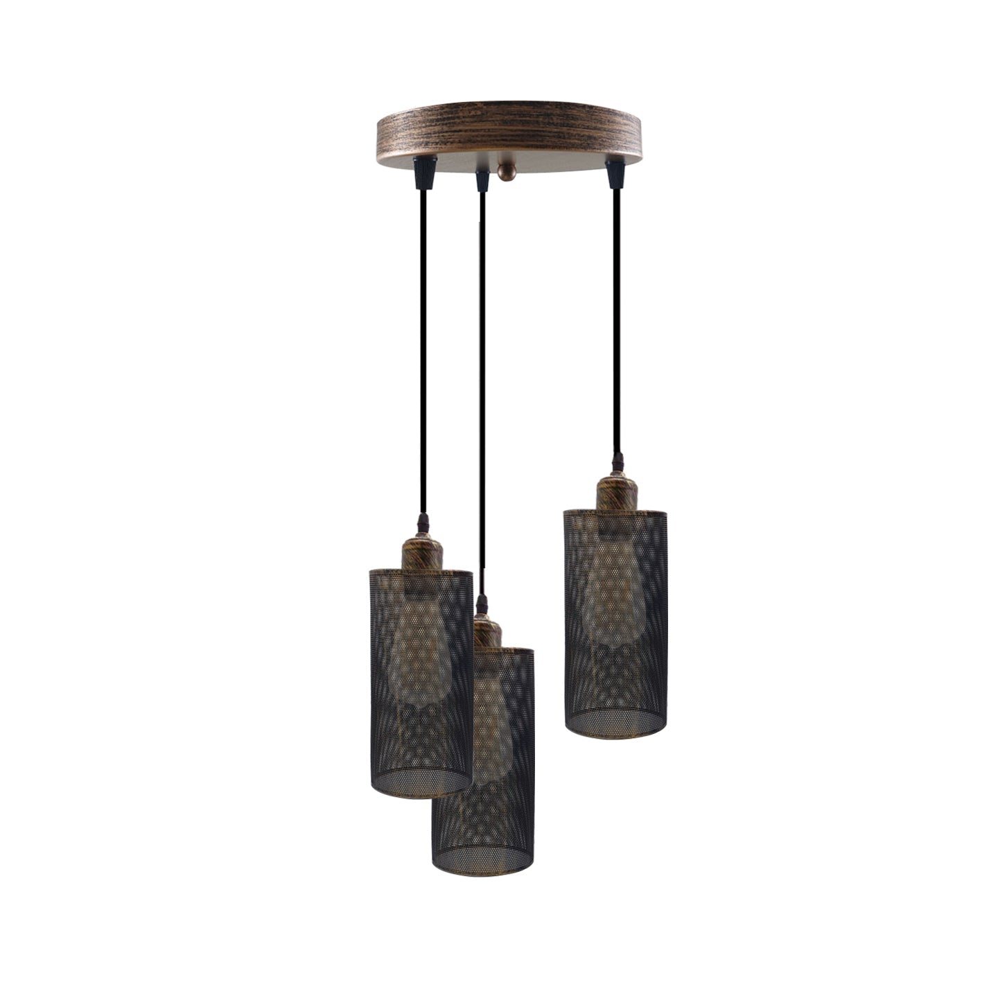 Industrial Retro 3-Way Round Cage Ceiling Pendant Light Fixture E27