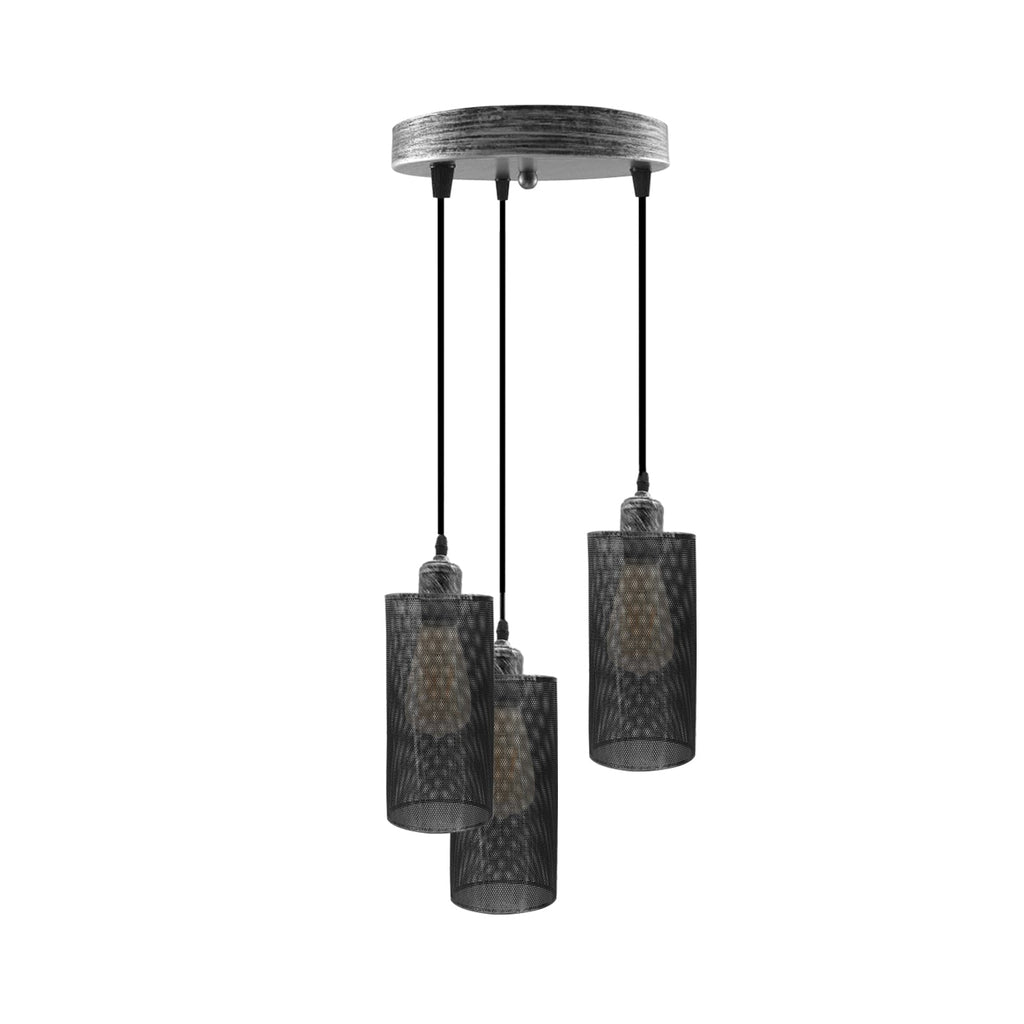 Industrial Retro 3-Way Round Cage Ceiling Pendant Light Fixture E27