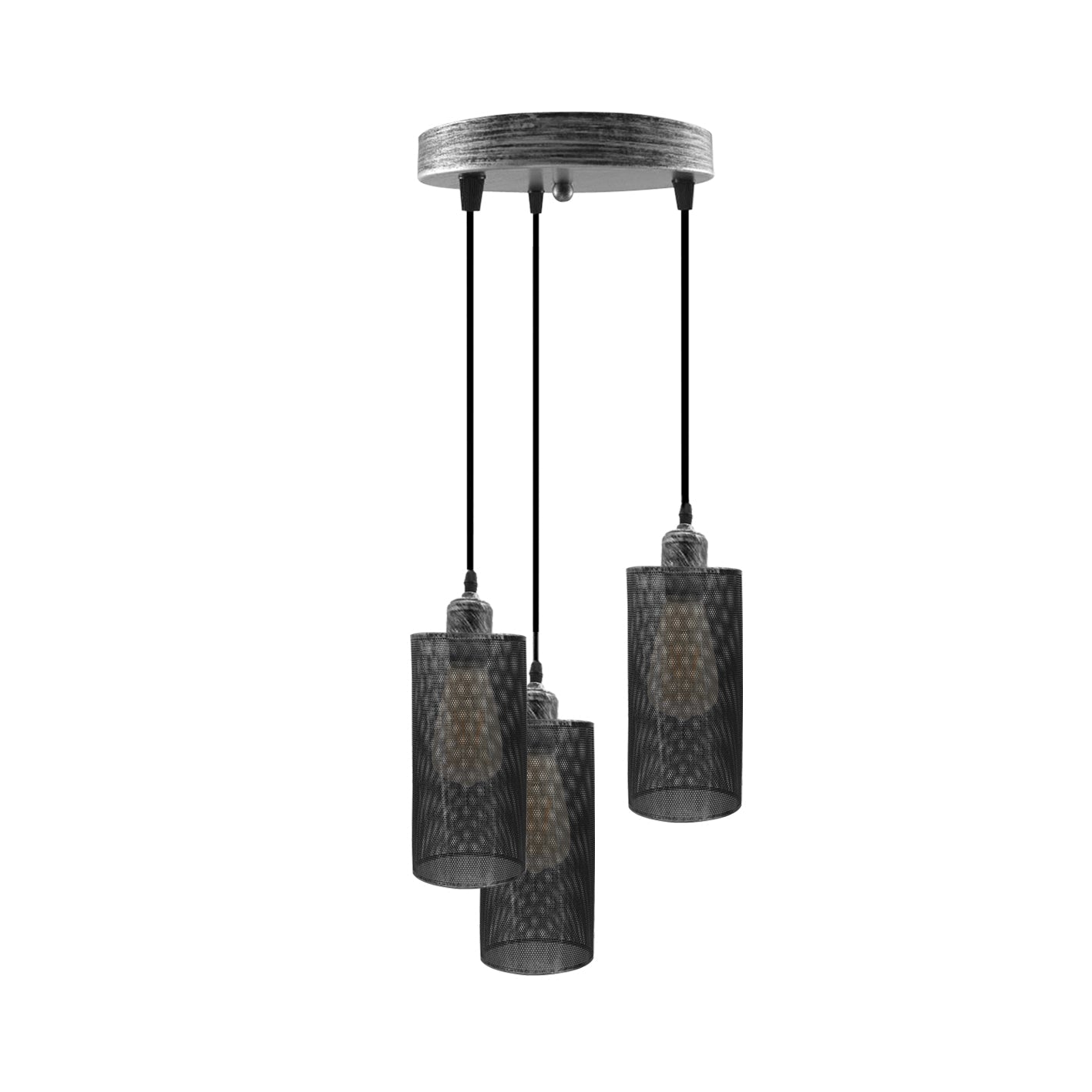 Industrial Retro 3-Way Round Cage Ceiling Pendant Light Fixture E27