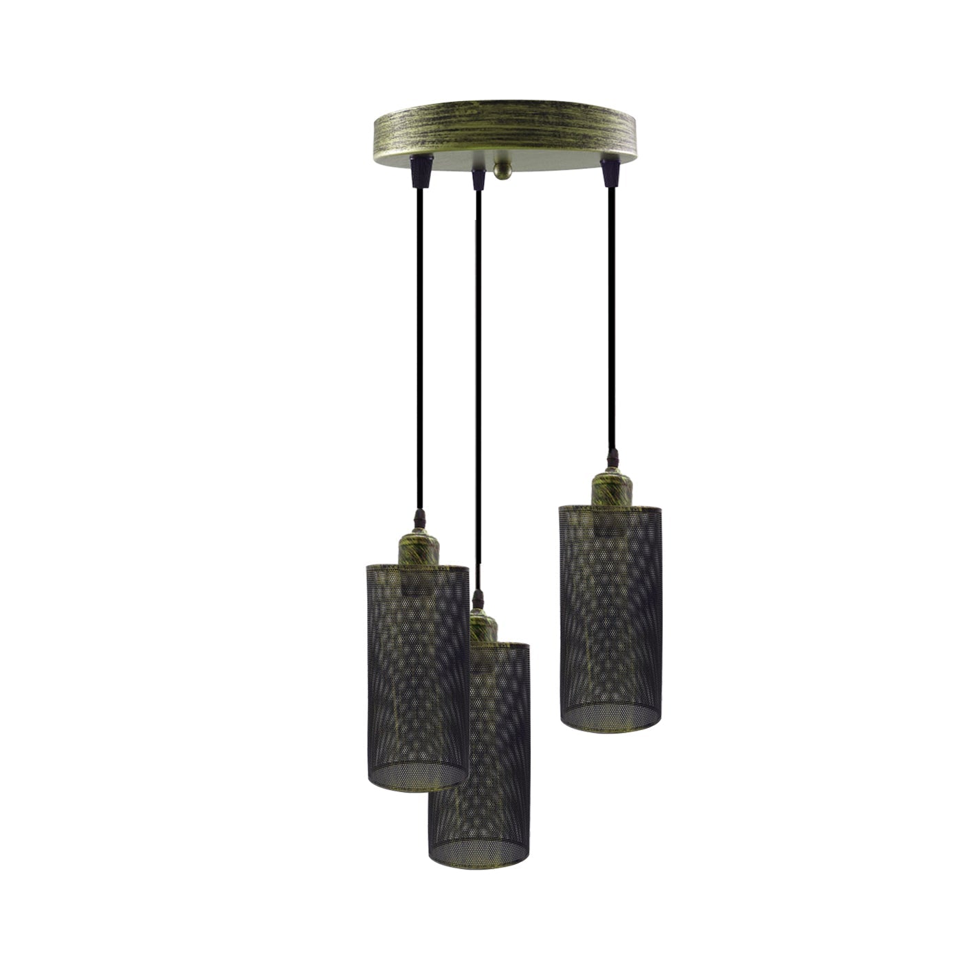 Industrial Retro 3-Way Round Cage Ceiling Pendant Light Fixture E27