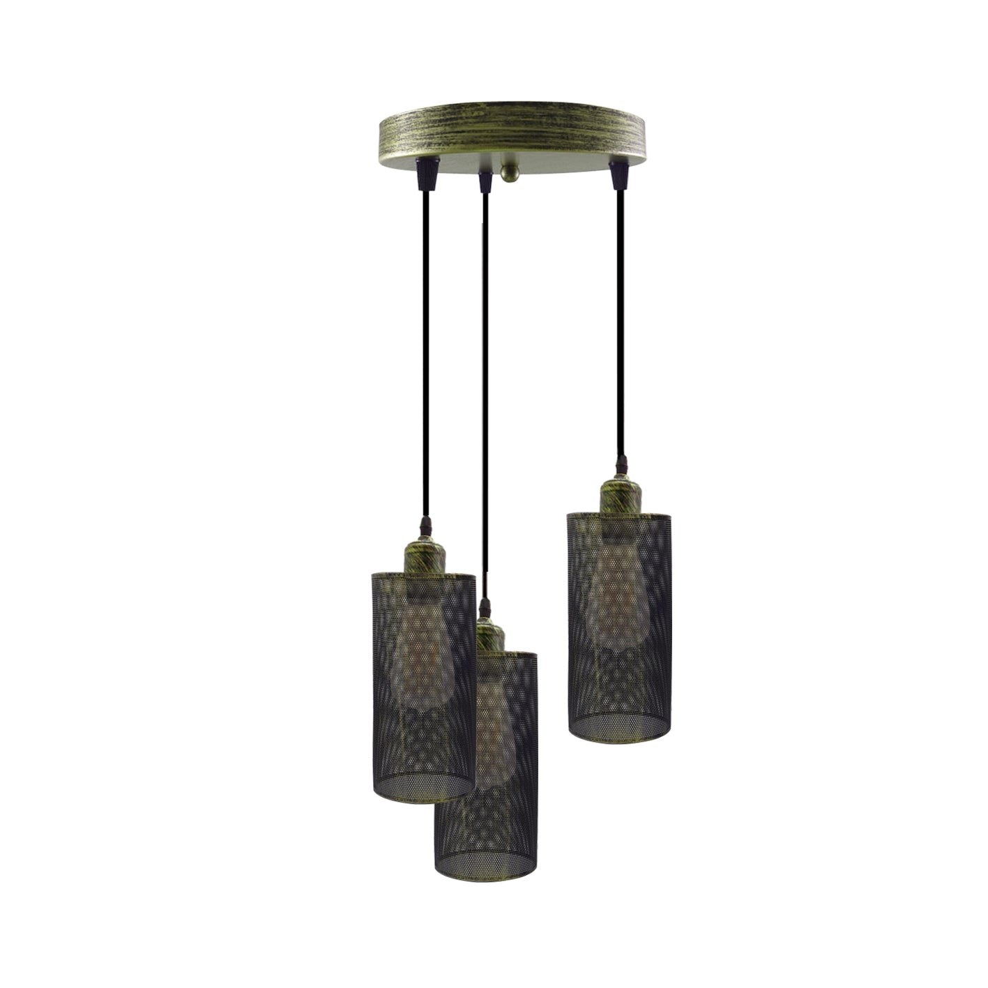 Industrial Retro 3-Way Round Cage Ceiling Pendant Light Fixture E27