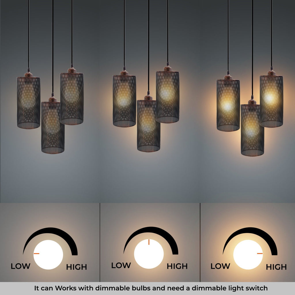 Industrial Retro 3-Way Round Cage Ceiling Pendant Light Fixture E27