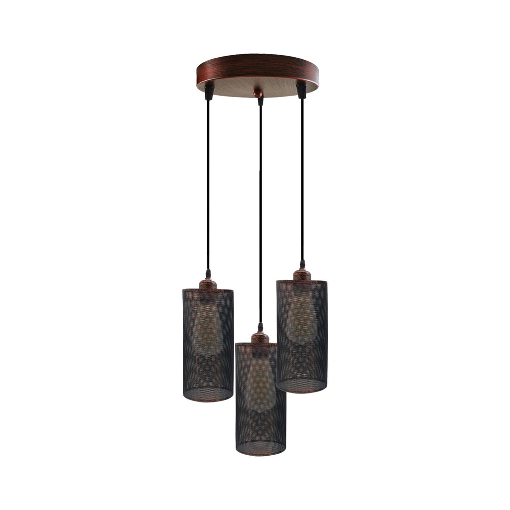 Industrial Retro 3-Way Round Cage Ceiling Pendant Light Fixture E27