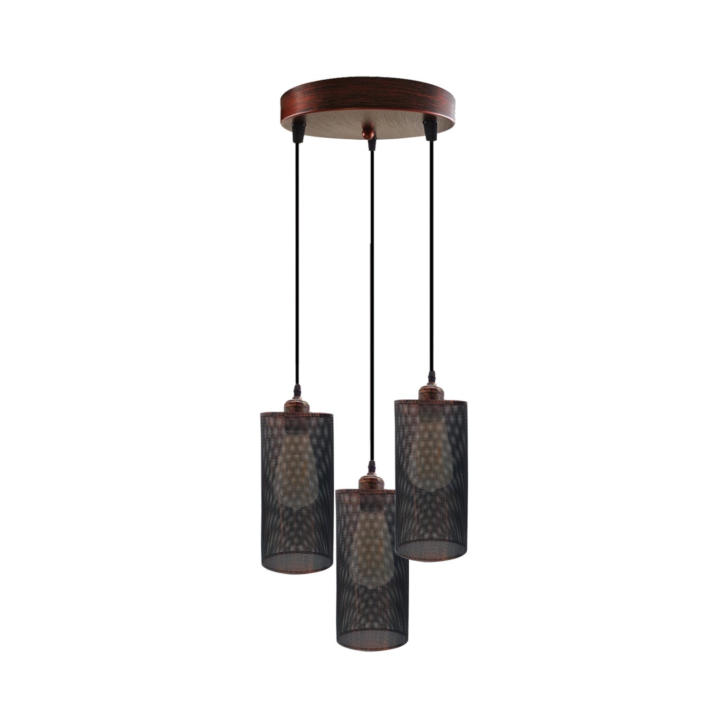 Industrial Retro 3-Way Round Cage Ceiling Pendant Light Fixture E27