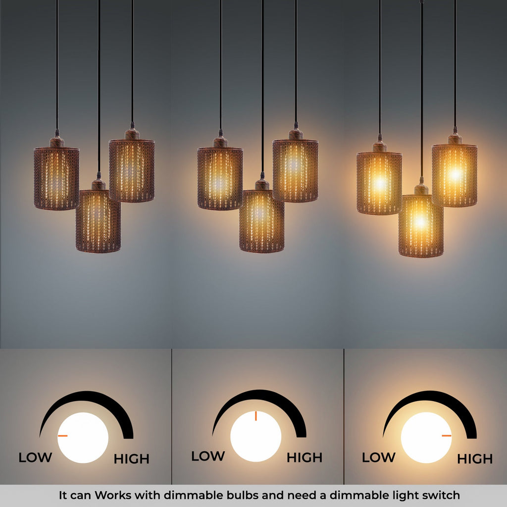 Industrial Vintage Retro 3 way Round Rustic Red ceiling Pendant Cage~3985