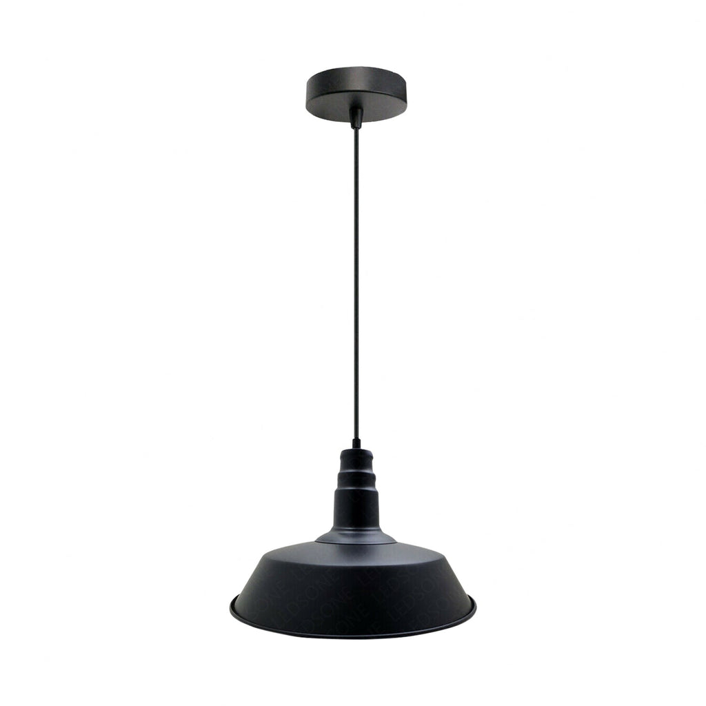 Industrial Vintage Barn Slotted Metal Ceiling Pendant Light E27 Adjustable Retro Design