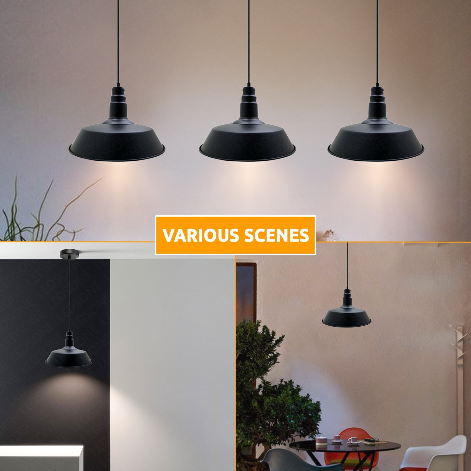 Industrial Vintage Barn Slotted Metal Ceiling Pendant Light E27 Adjustable Retro Design
