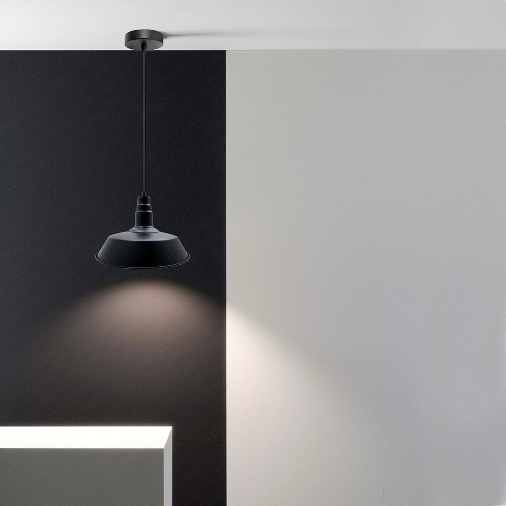 Industrial Vintage Barn Slotted Metal Ceiling Pendant Light E27 Adjustable Retro Design