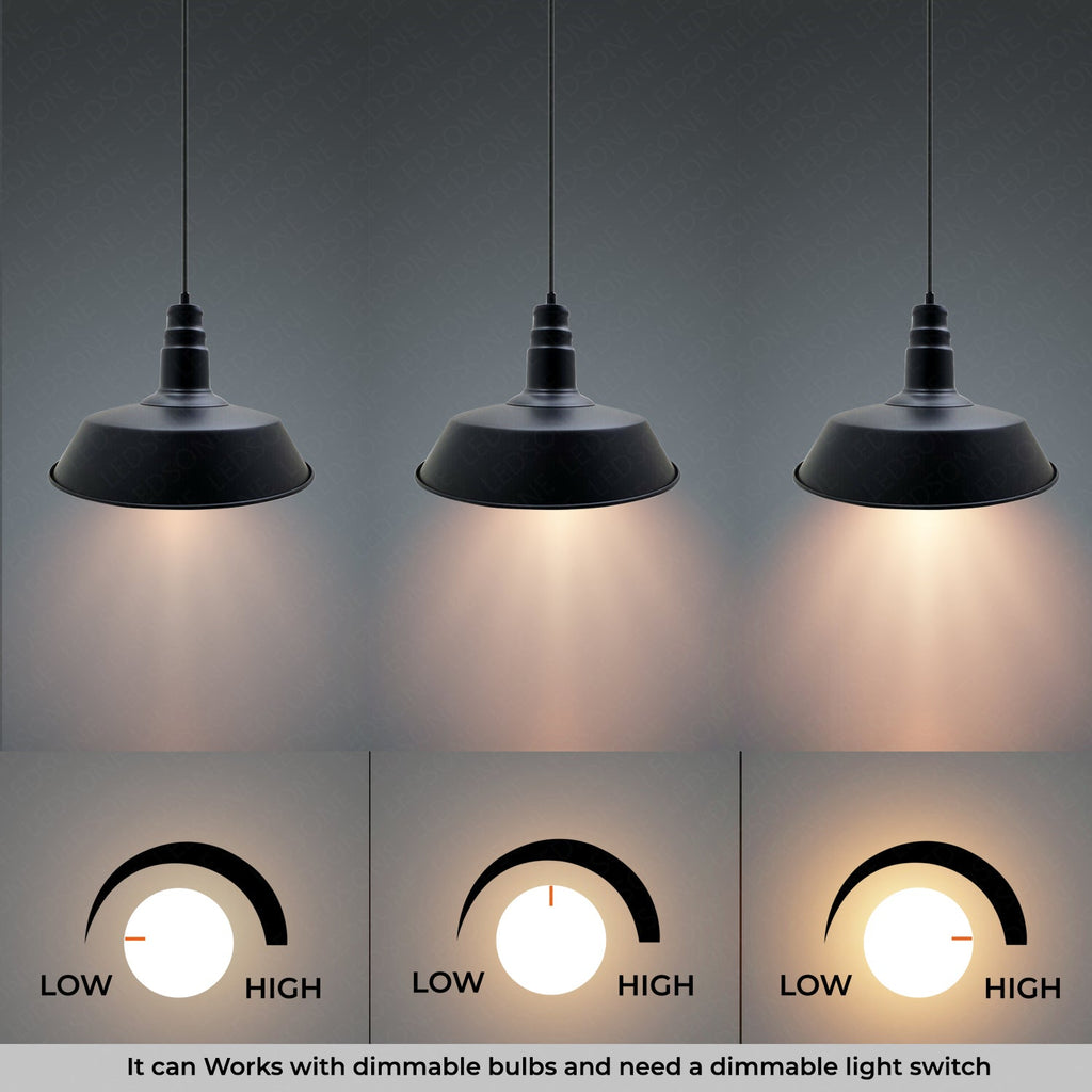 Industrial Vintage Barn Slotted Metal Ceiling Pendant Light E27 Adjustable Retro Design