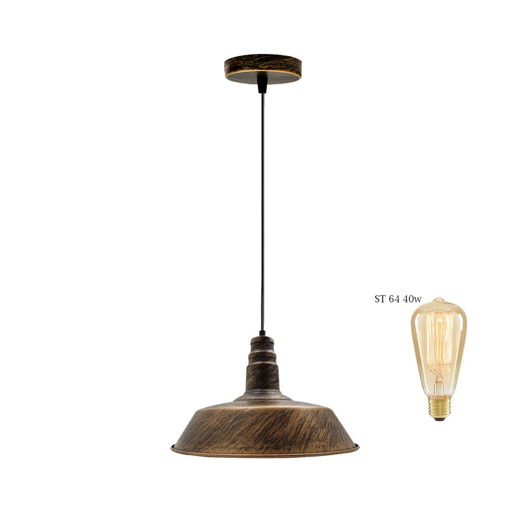 Industrial Vintage Barn Slotted Metal Ceiling Pendant Light E27 Adjustable Retro Design