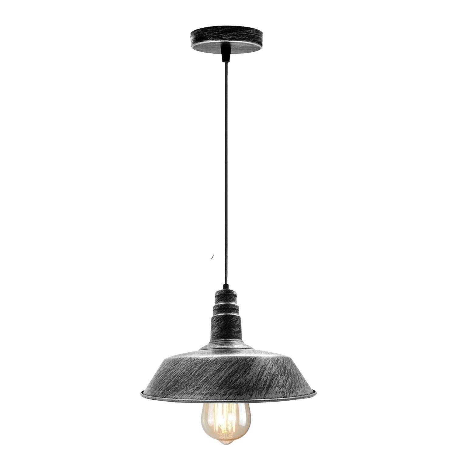 Industrial Vintage Barn Slotted Metal Ceiling Pendant Light E27 Adjustable Retro Design