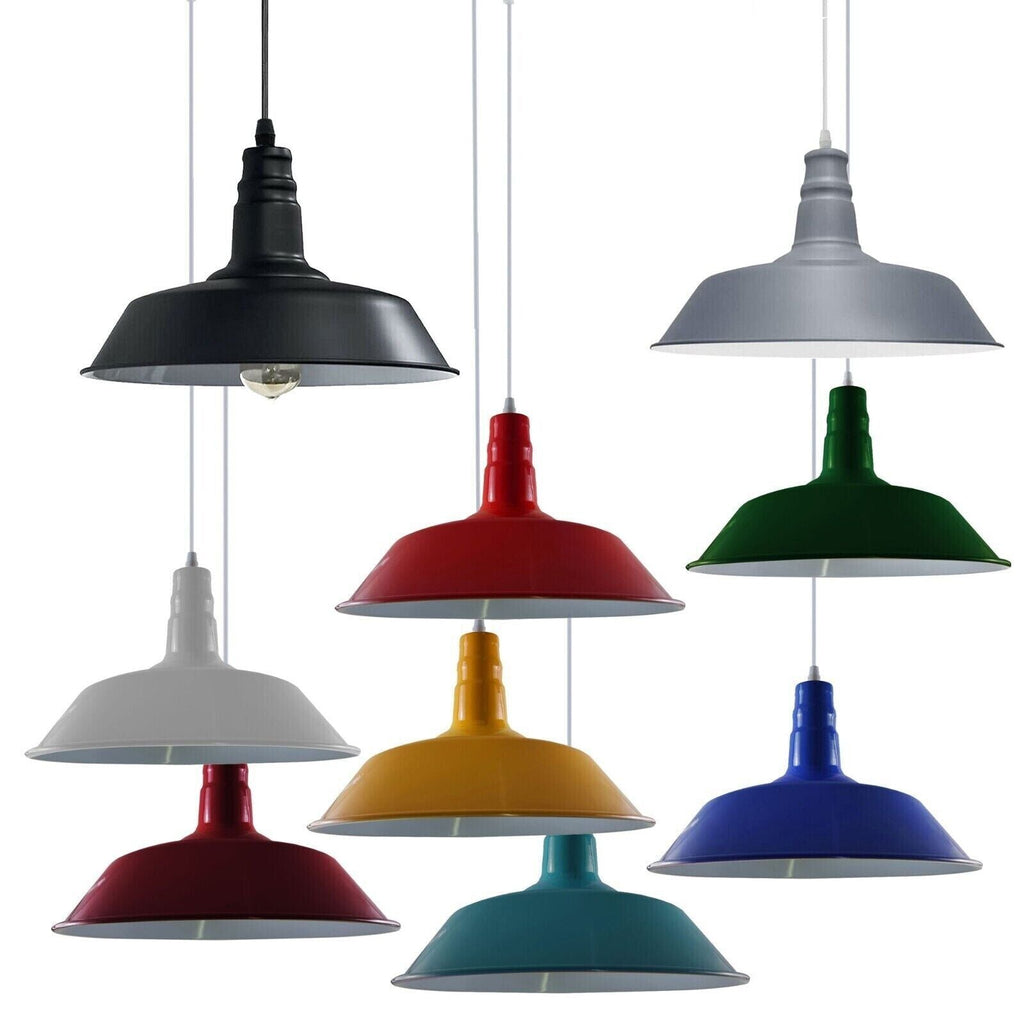 Modern Metal Barn Shade Kitchen Island Pendant Light, Adjustable Height Ceiling Lamp