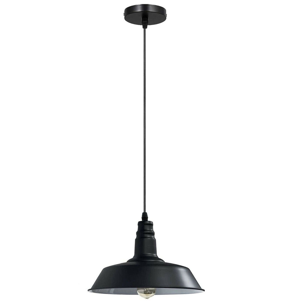 Modern Metal Barn Shade Kitchen Island Pendant Light, Adjustable Height Ceiling Lamp