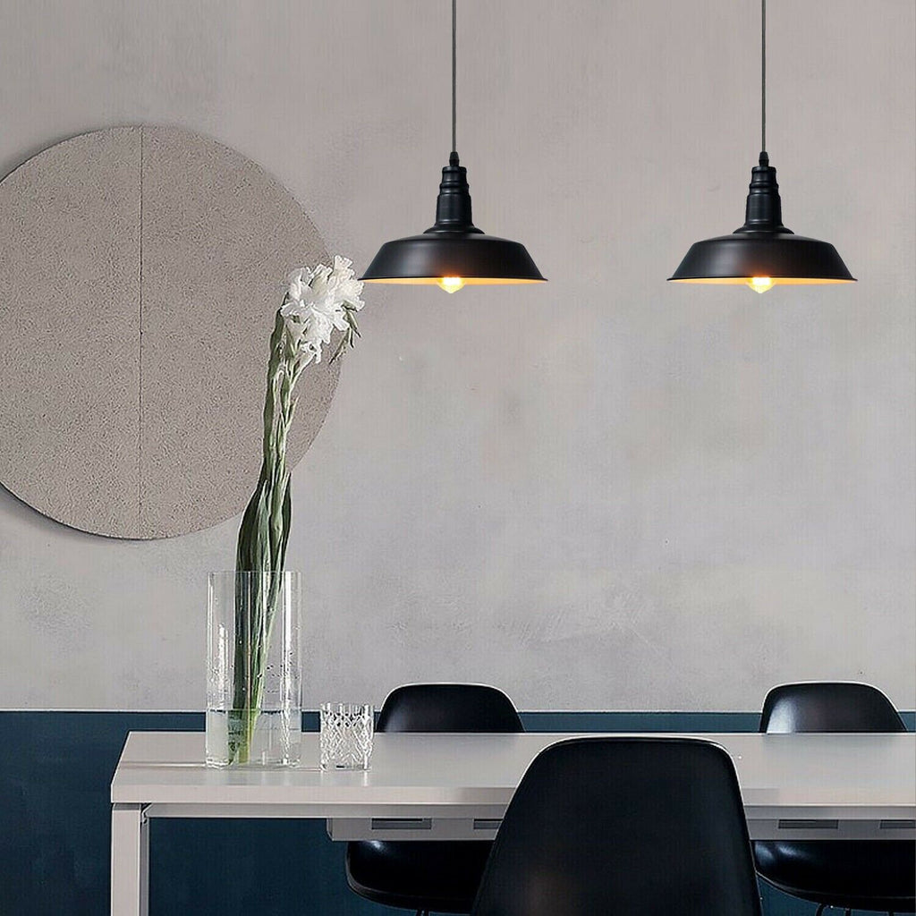 Modern Metal Barn Shade Kitchen Island Pendant Light, Adjustable Height Ceiling Lamp