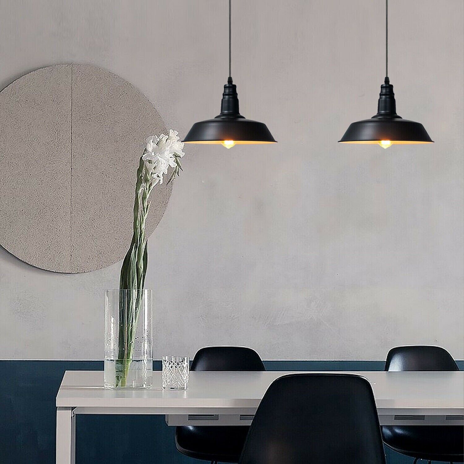Modern Metal Barn Shade Kitchen Island Pendant Light, Adjustable Height Ceiling Lamp