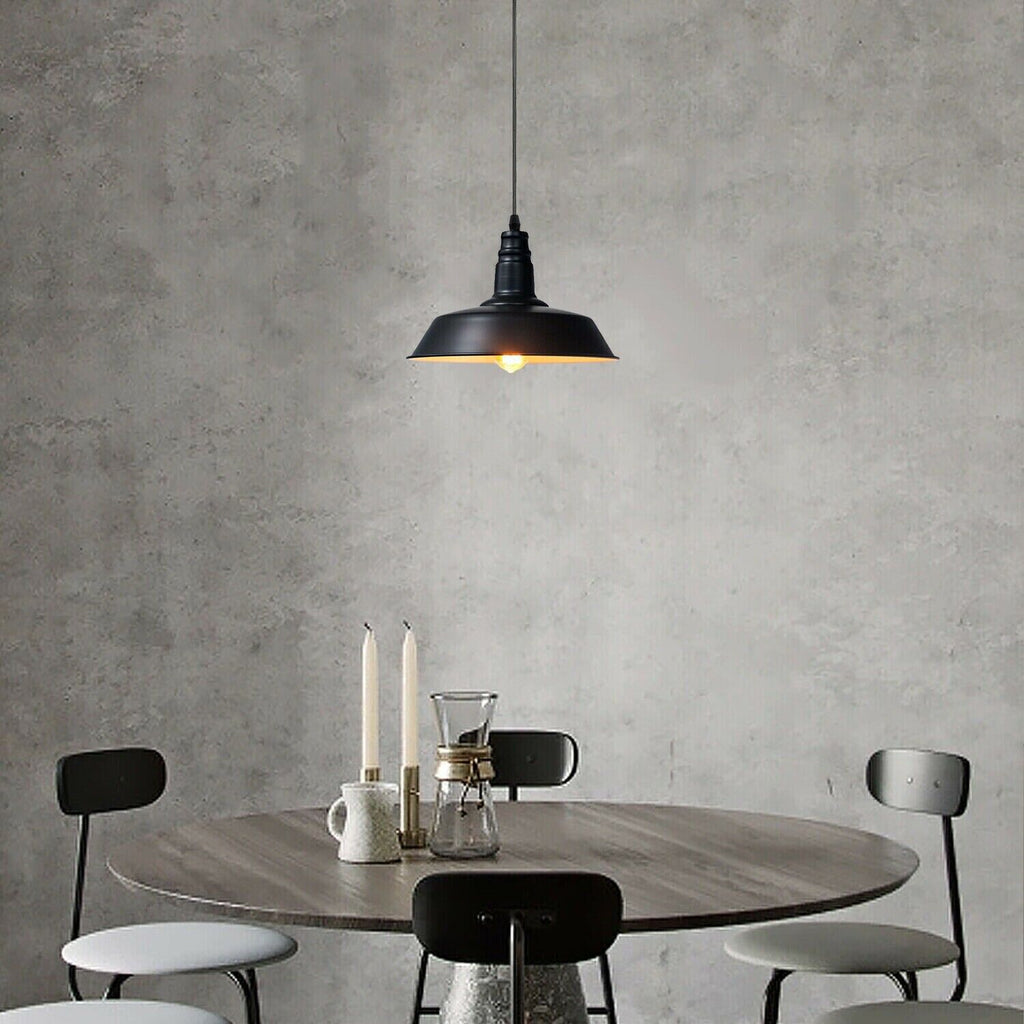 Modern Metal Barn Shade Kitchen Island Pendant Light, Adjustable Height Ceiling Lamp
