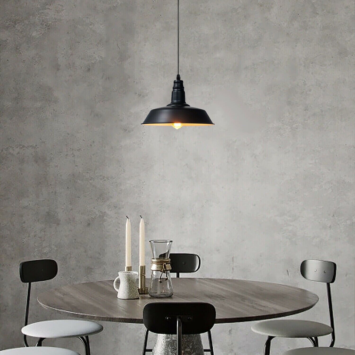 Modern Metal Barn Shade Kitchen Island Pendant Light, Adjustable Height Ceiling Lamp