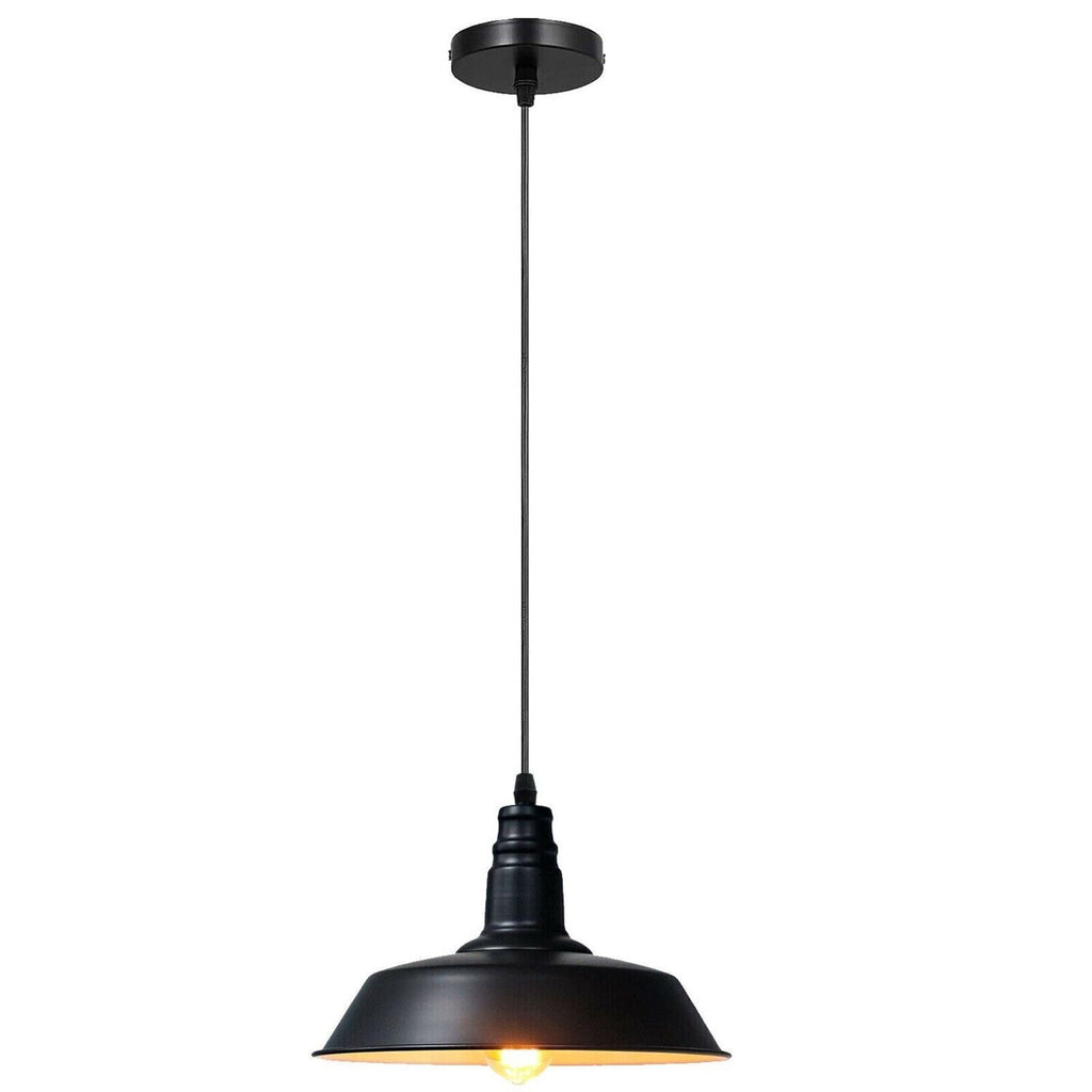 Modern Metal Barn Shade Kitchen Island Pendant Light, Adjustable Height Ceiling Lamp