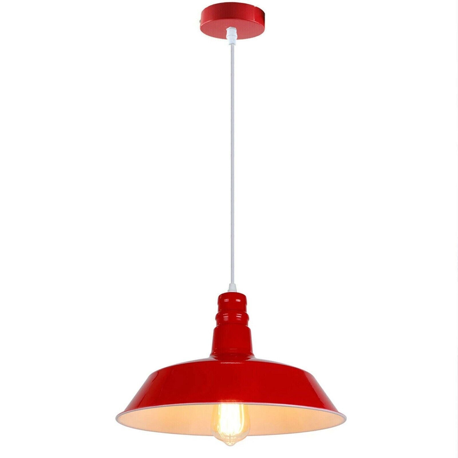 Modern Metal Barn Shade Kitchen Island Pendant Light, Adjustable Height Ceiling Lamp