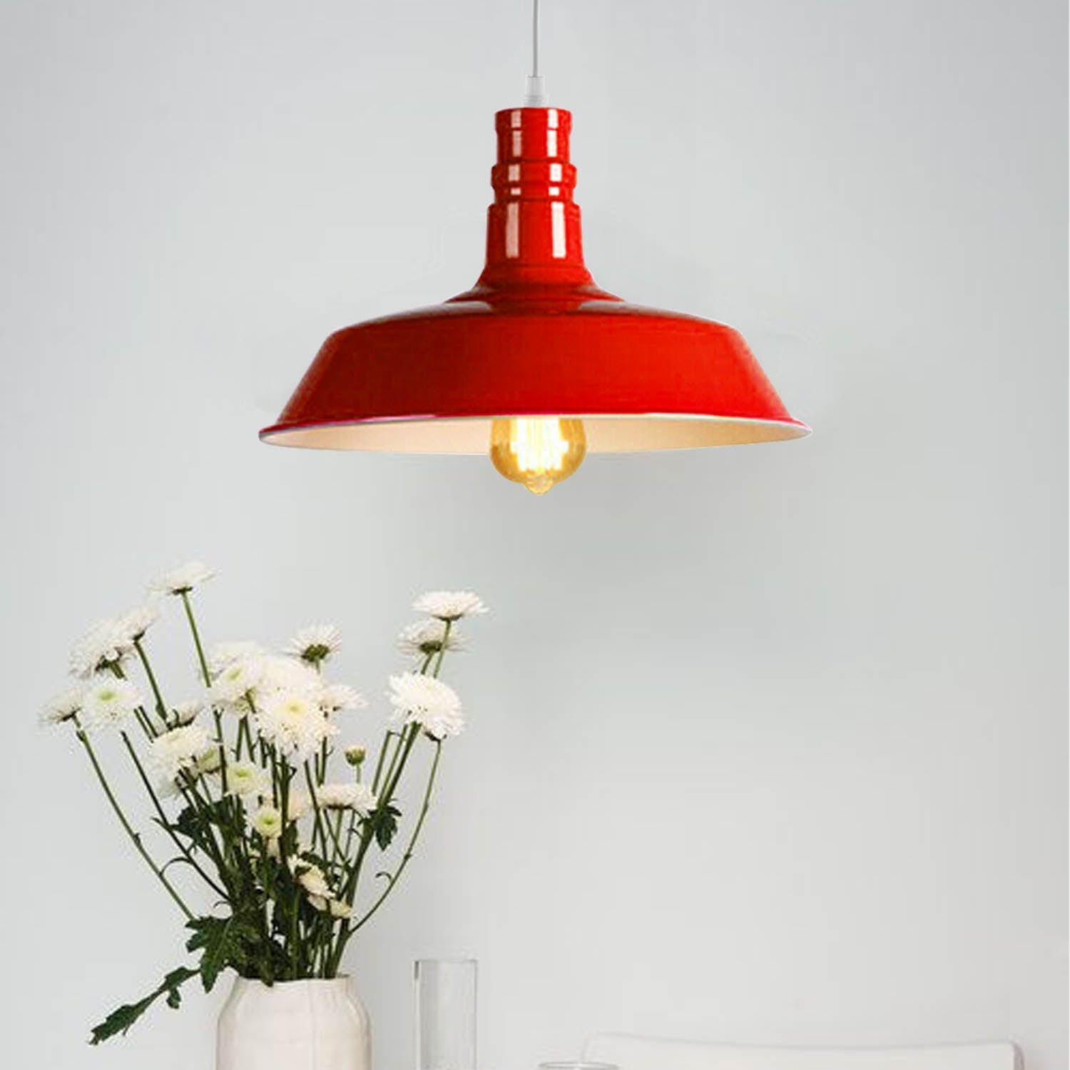 Modern Metal Bowl Shade Pendant Light Fixture Adjustable Hanging Lamp Decorative