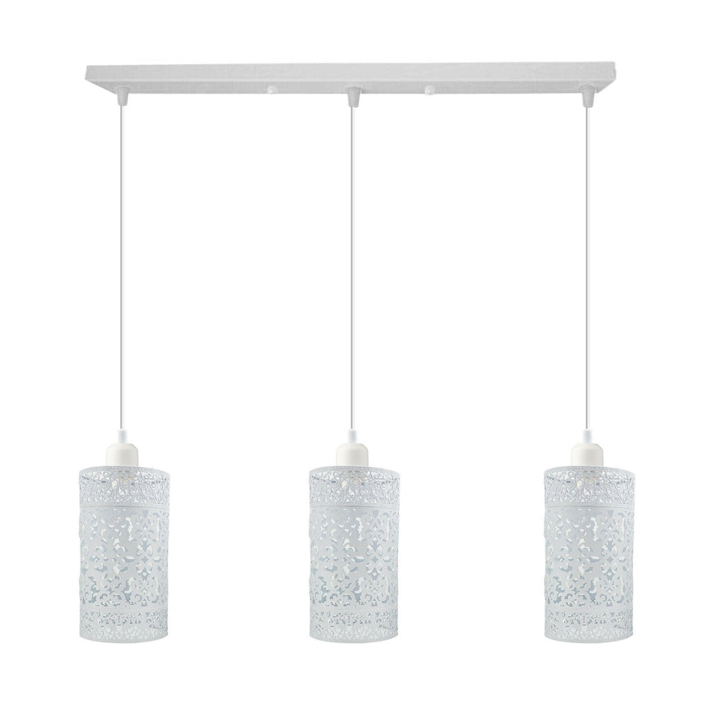 Industrial Retro 3-Light Pendant Fixture Metal Cage Shades Adjustable Wire